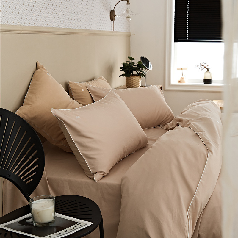Cotton bedding set, long-staple cotton, embroidered, brushed
