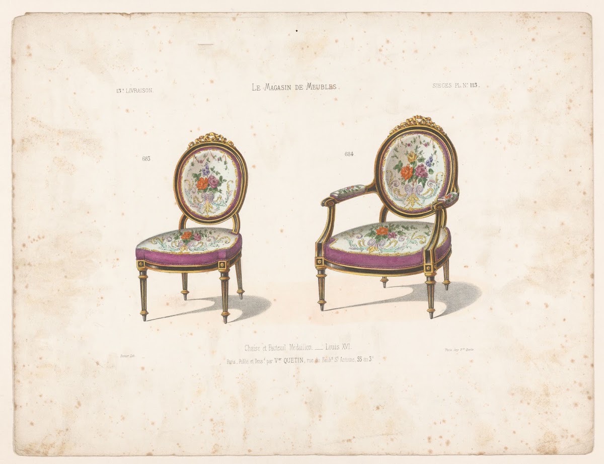 Chaise et Fauteuil Médaillon Louis XVI 1832   1904