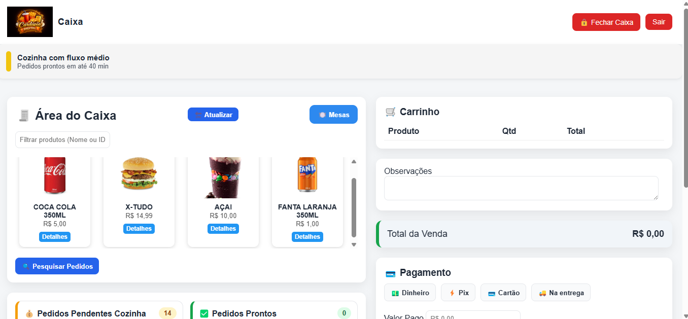 Tela do PDV Frente de Caixa