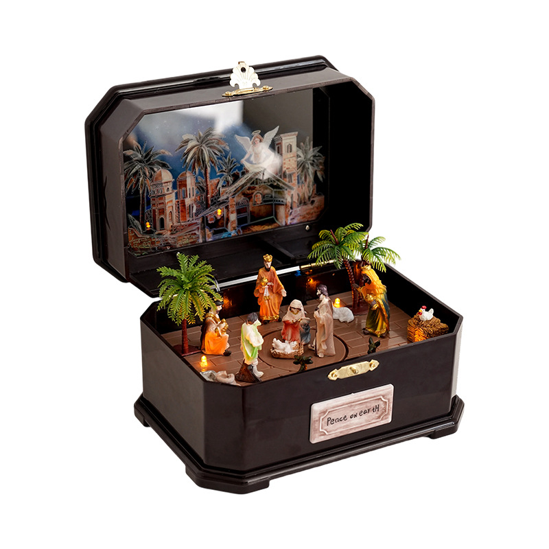 Christmas music box made of resin with lighting