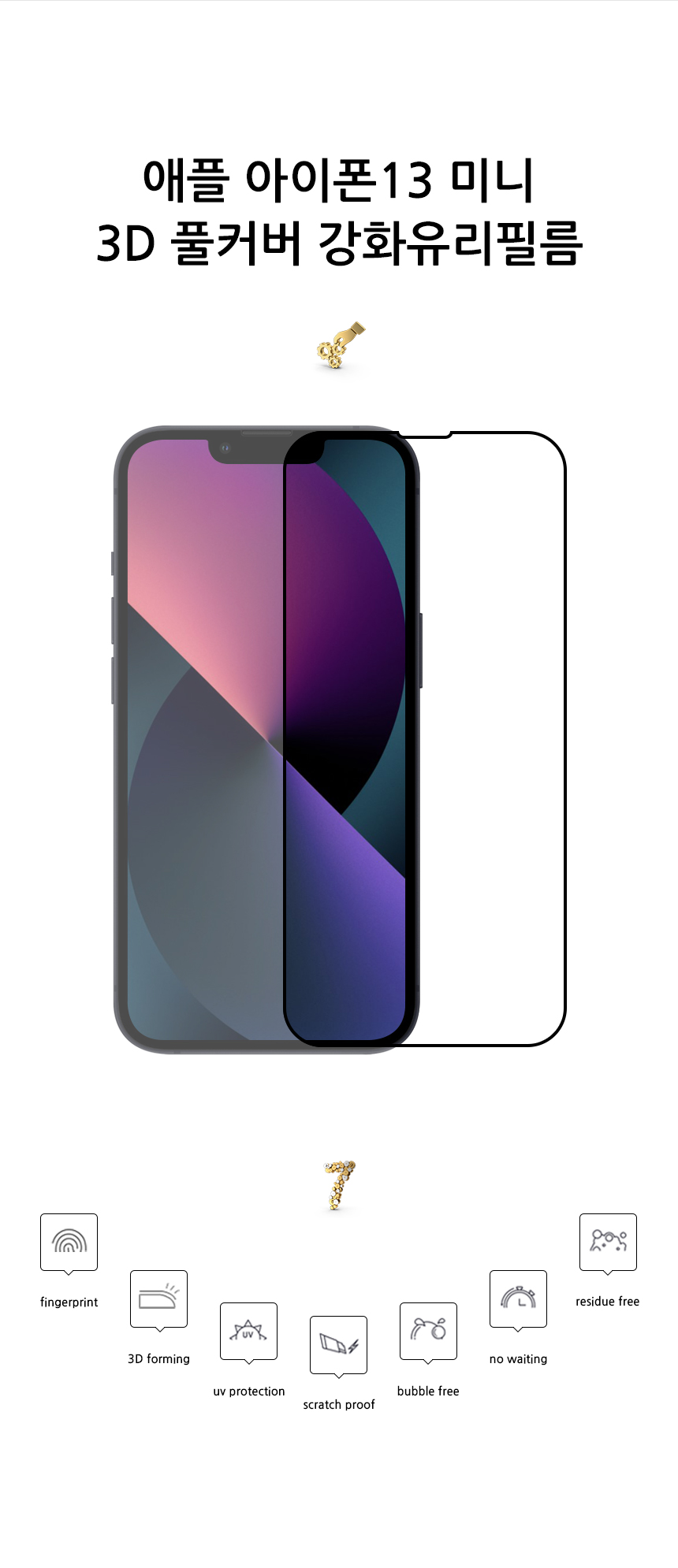 realook iphone 13 mini 3D full cover glass screen protector
