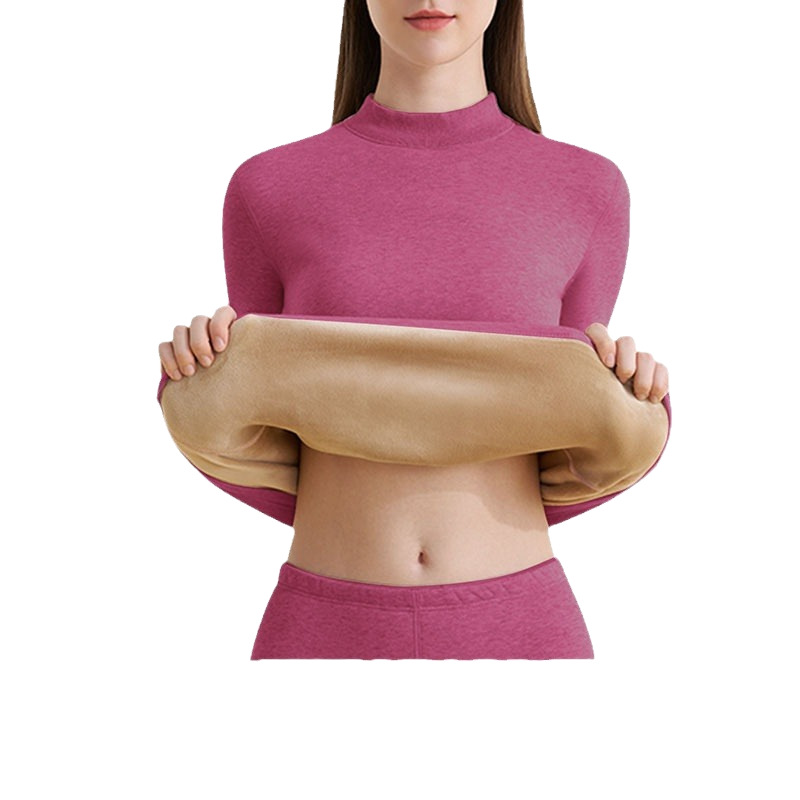 Lined thermal underwear set for women, high collar