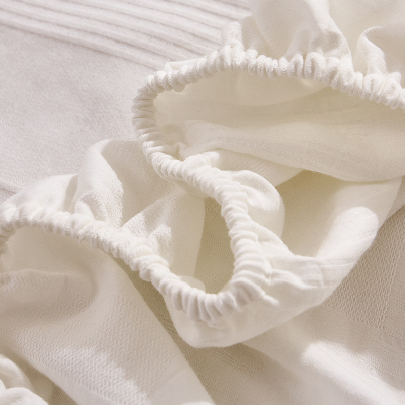 Cotton bed linen set, solid color, with jacquard weave