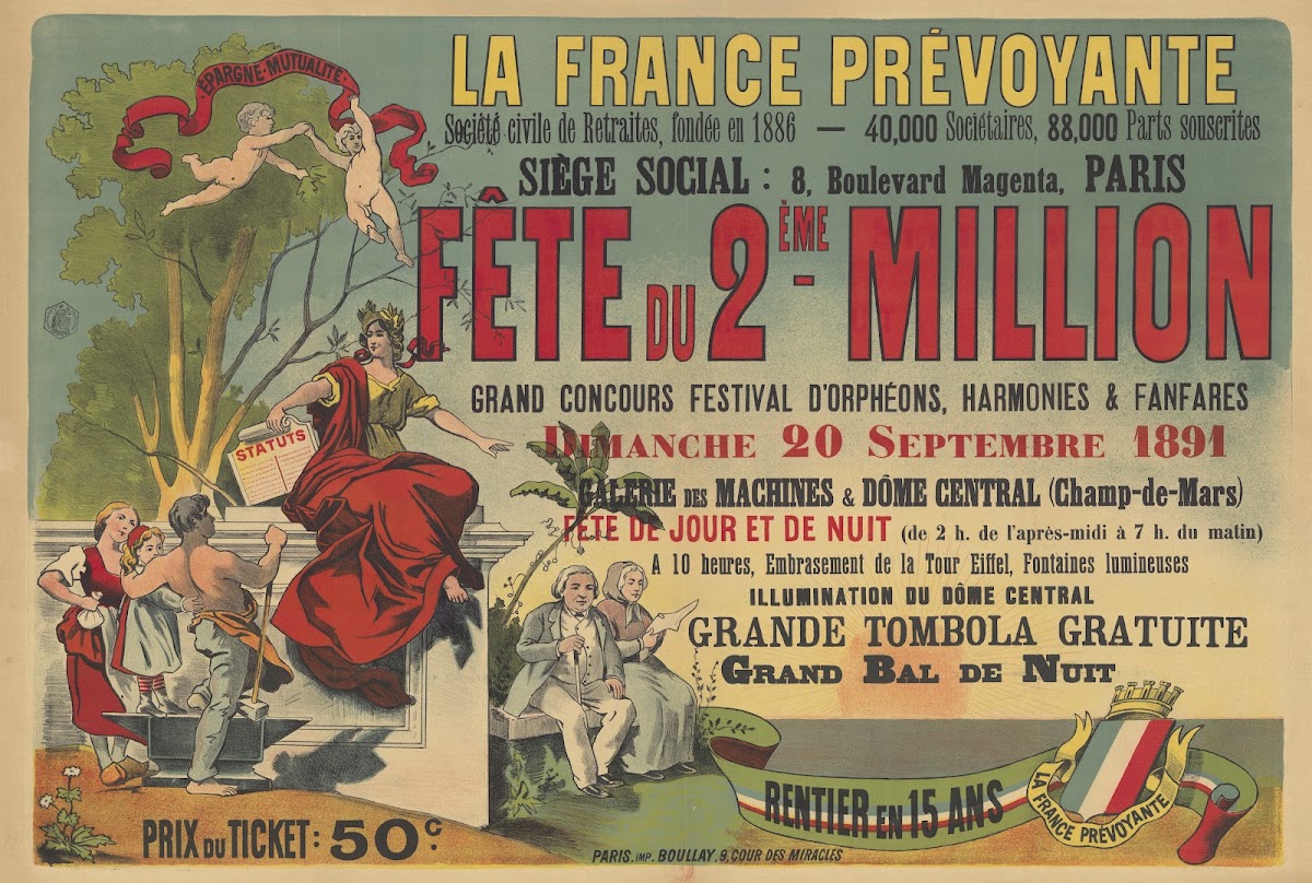 La France Prévoyante Société civile de retraites Fête du 2éme million 1891
