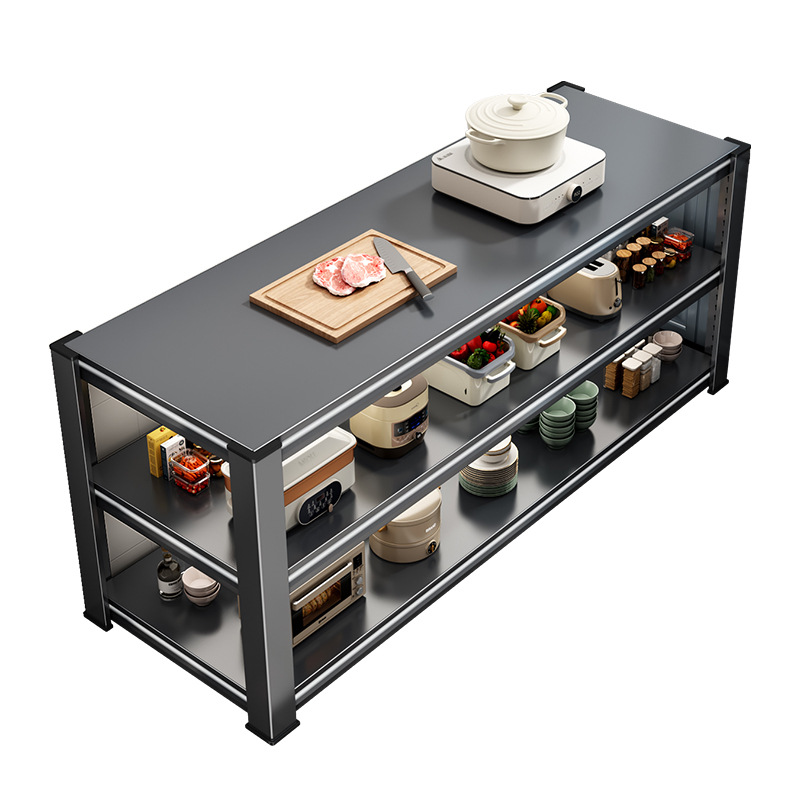 Carbon steel kitchen work table, 3 levels