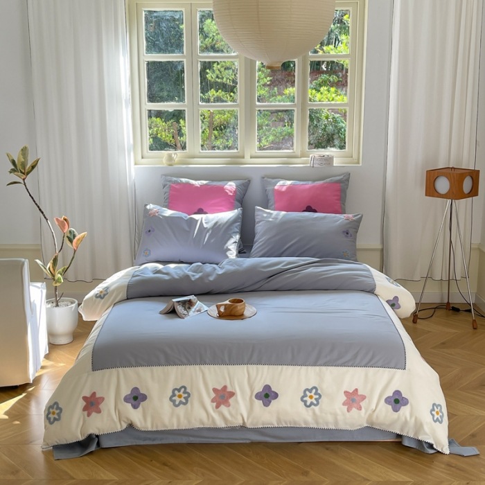 Modern Cotton Bed Linen Set, Brushed, Designer Style