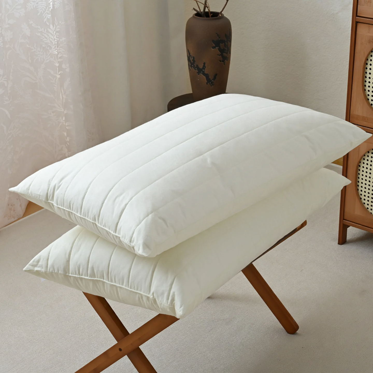 Quilted Cotton Pillow for Adults