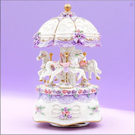 Decorative carousel music box, hand-painted
