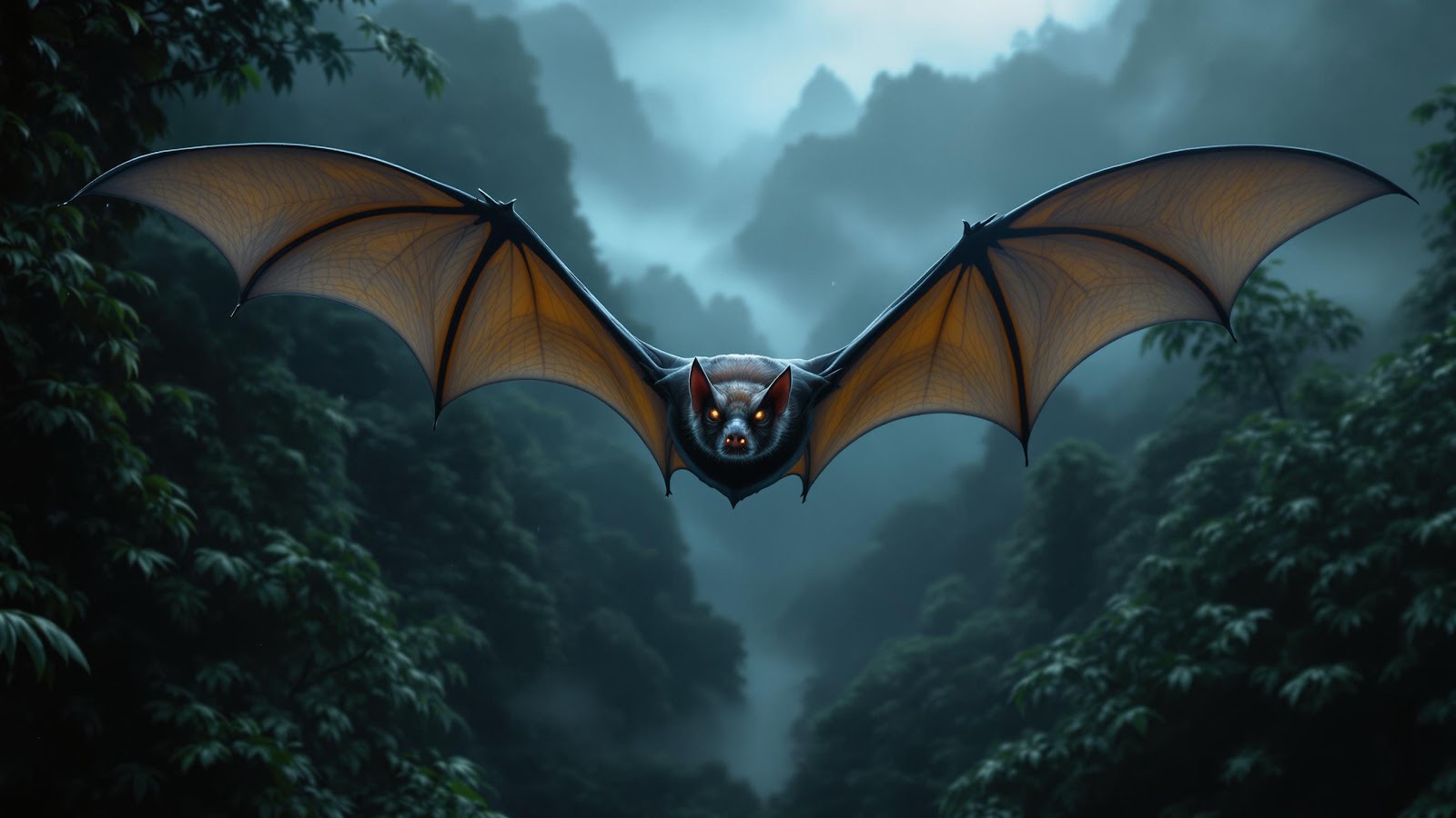 Bat Flying in Forest Wallpaper