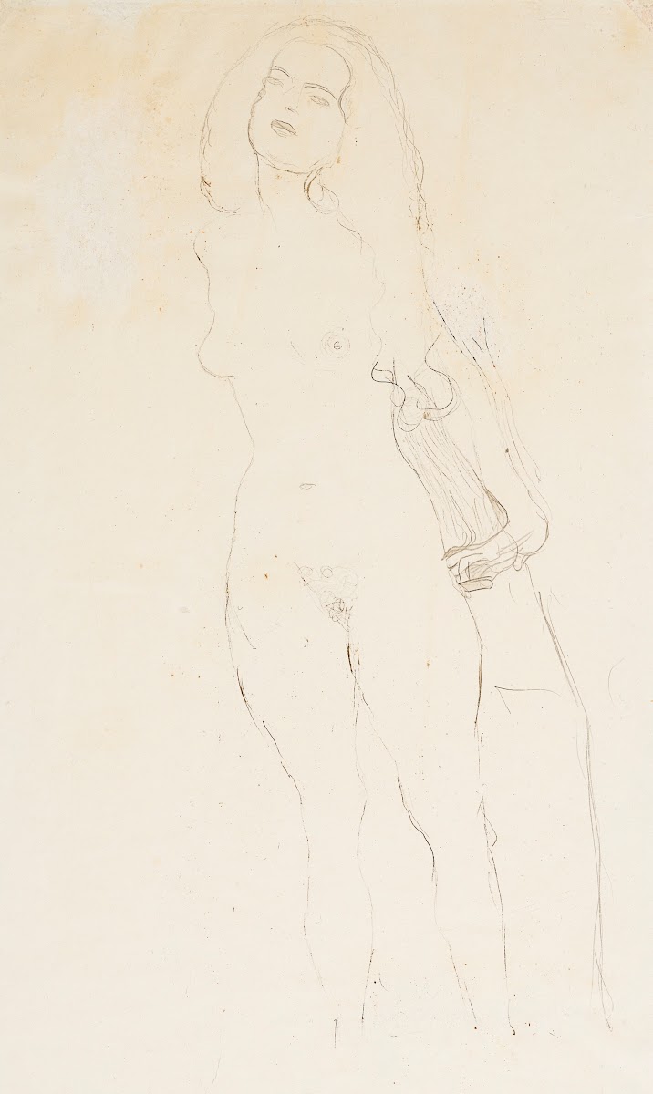 Stehender Akt mit Langen Haaren 1907