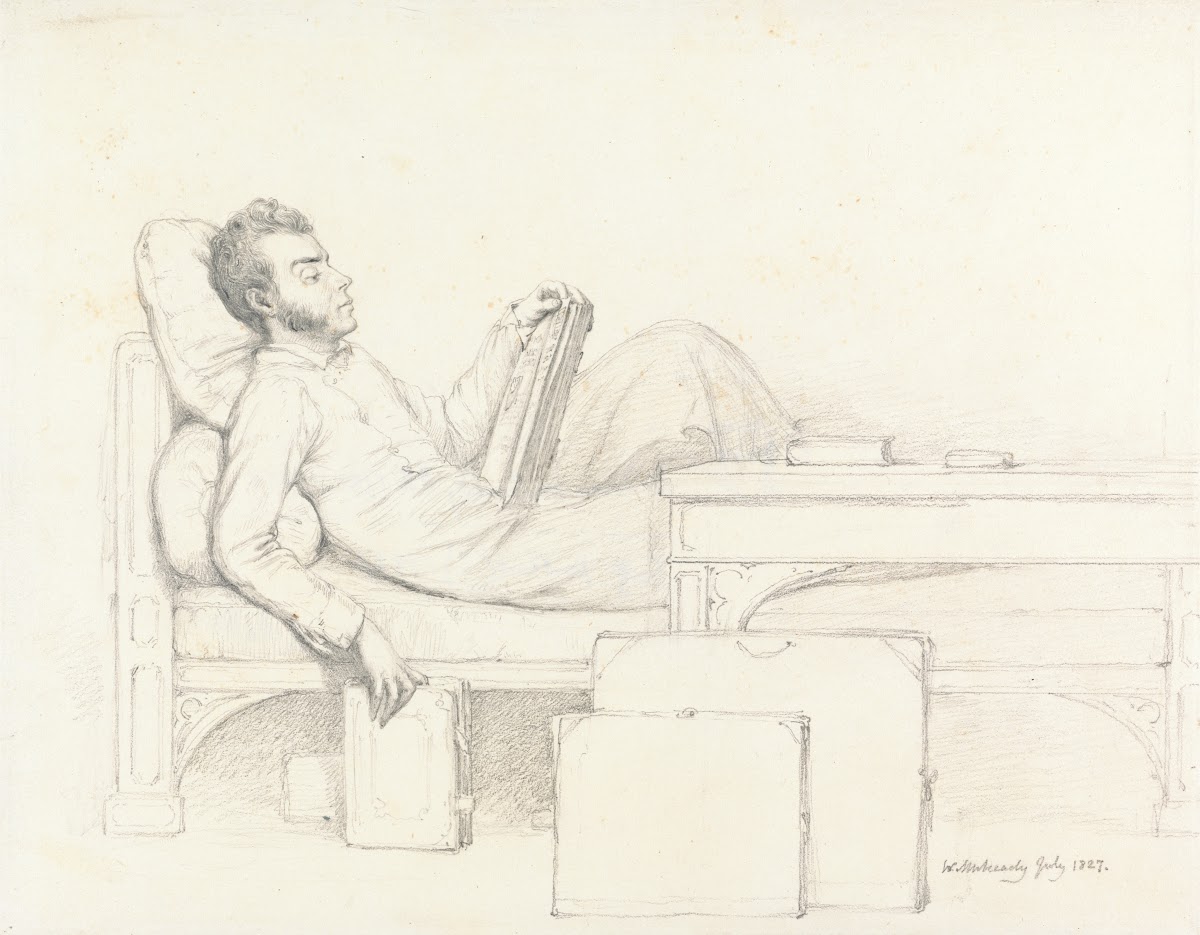 Self Portrait of the Artist Reclining on a Gothic Couch Reading a Book 1827