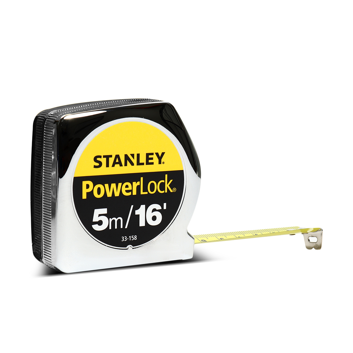 ตลับเมตรชุบขาว STANLEY POWER LOCK 5 เมตร 33-158 มีใบรับรอง