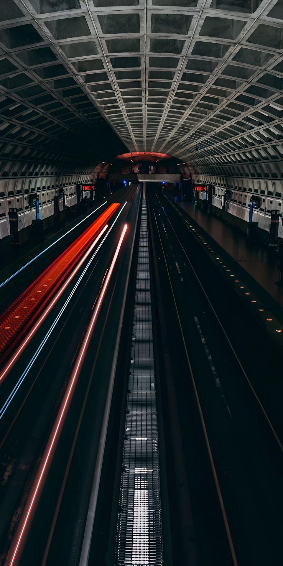 Subway Tunnel Light Trails Long Exposure Vertical View - Free 4K mobile Wallpaper