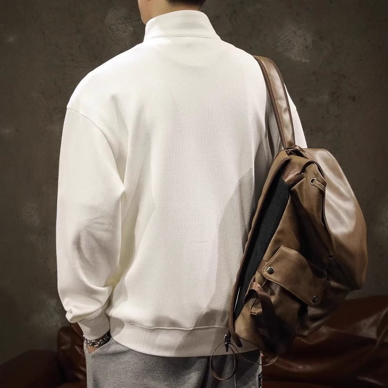 Men's sweatshirt with half-zip and stand-up collar