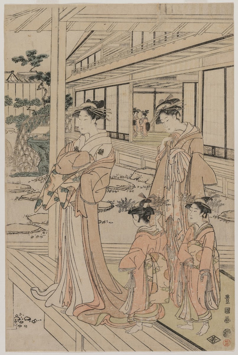 Courtesan Standing on a Veranda early 1790s