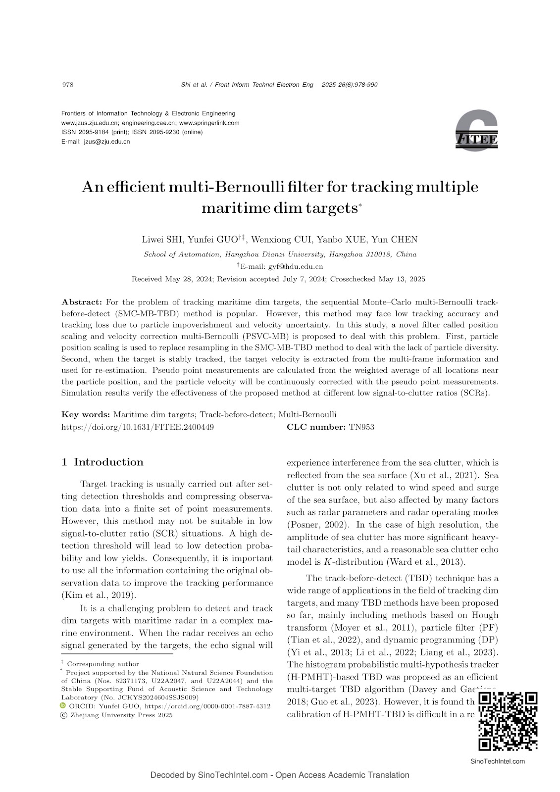 An Efficient Multi-Bernoulli Filter for Tracking Multiple Maritime Dim Targets
