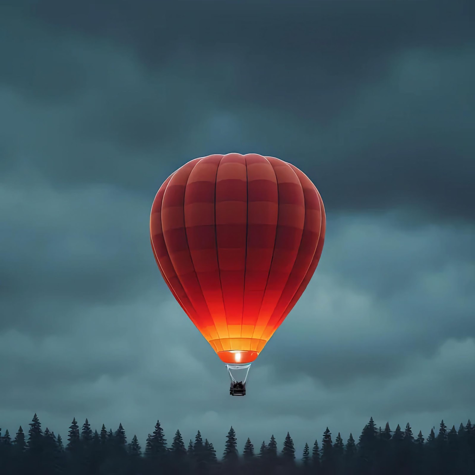 Download Glowing Red Balloon Over Lake 2K iPhone