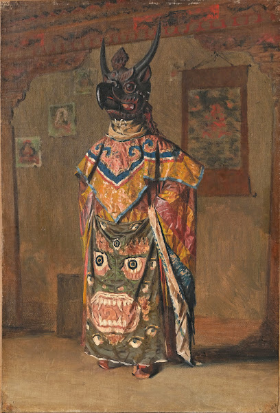 A Buddhist lama at a feast at Pemionchi Monastery Sikkim 1875