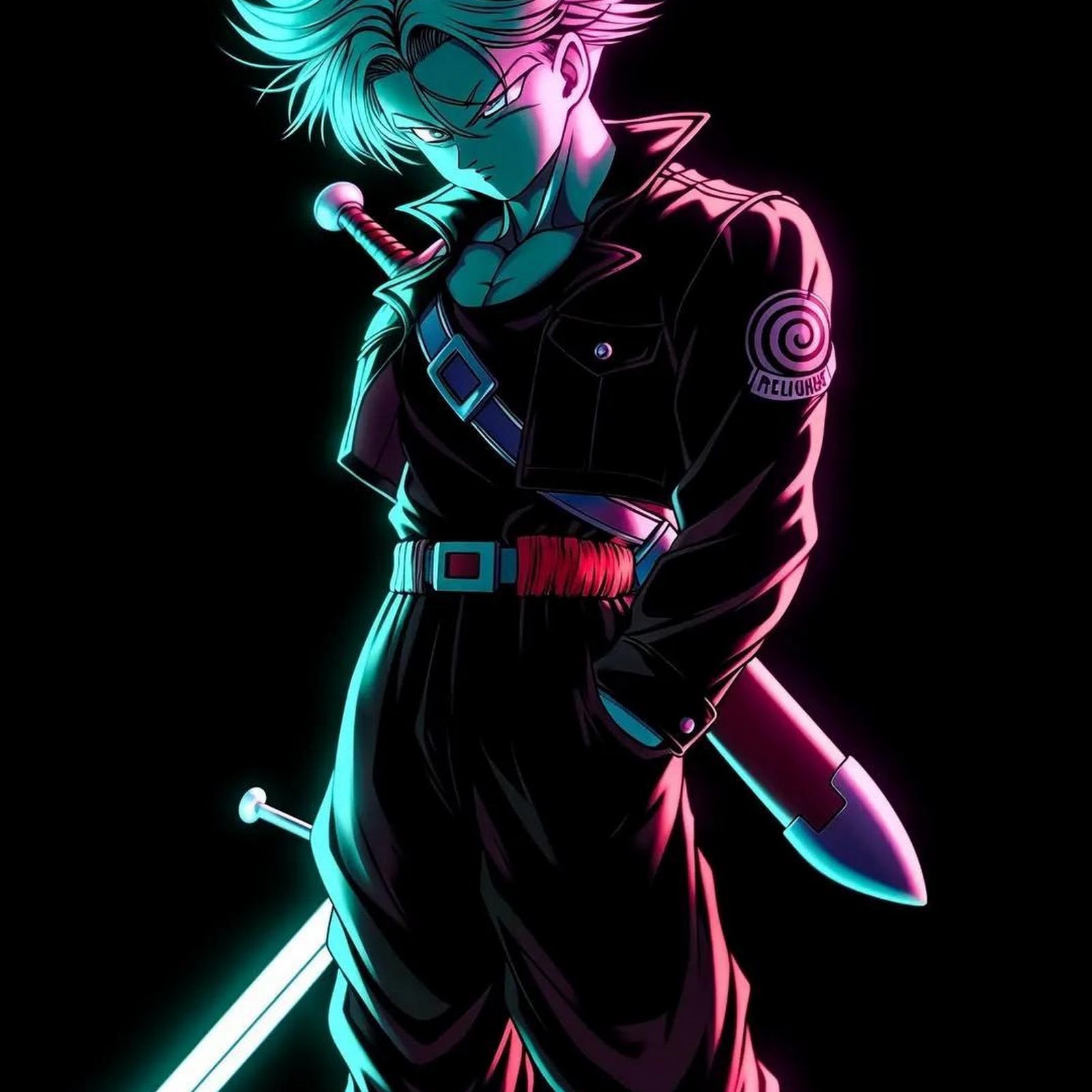 Download Future Trunks Neon Anime Art iPhone