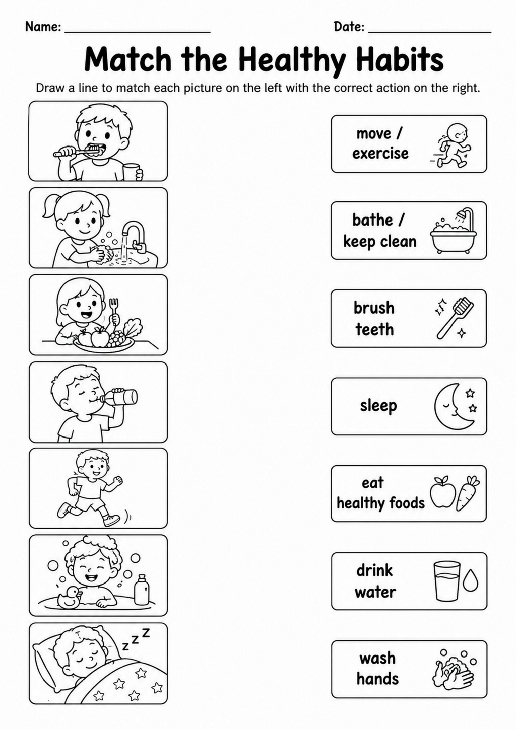 Match the Healthy Habits