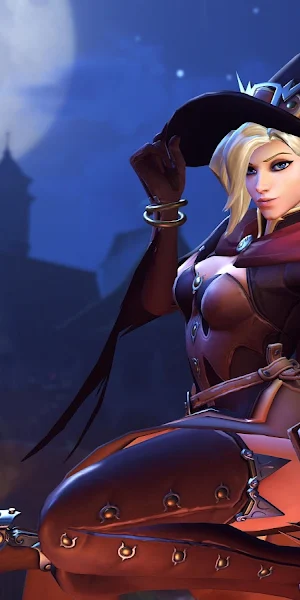 Overwatch, Mercy (Overwatch), Witch, Halloween, Blizzard Entertainment 5K Wallpaper Background