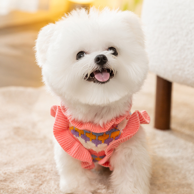 Pet knitted sweater with flower pattern