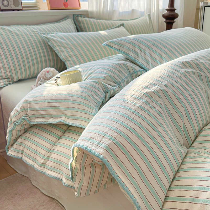 Washable Cotton Bed Linen Set, Striped