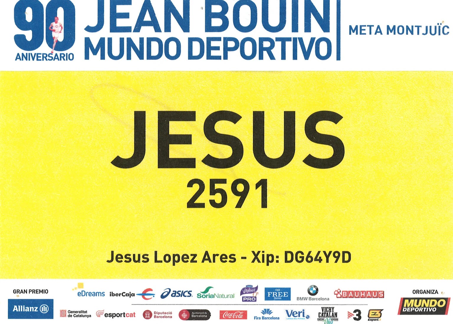 Dorsal de Jean Bouin