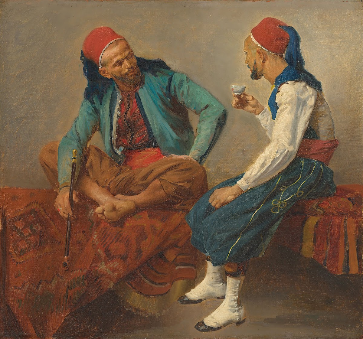 Two North Africans conversing ca 1860s