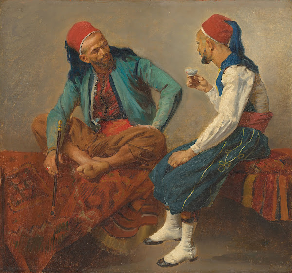 Two North Africans conversing ca 1860s