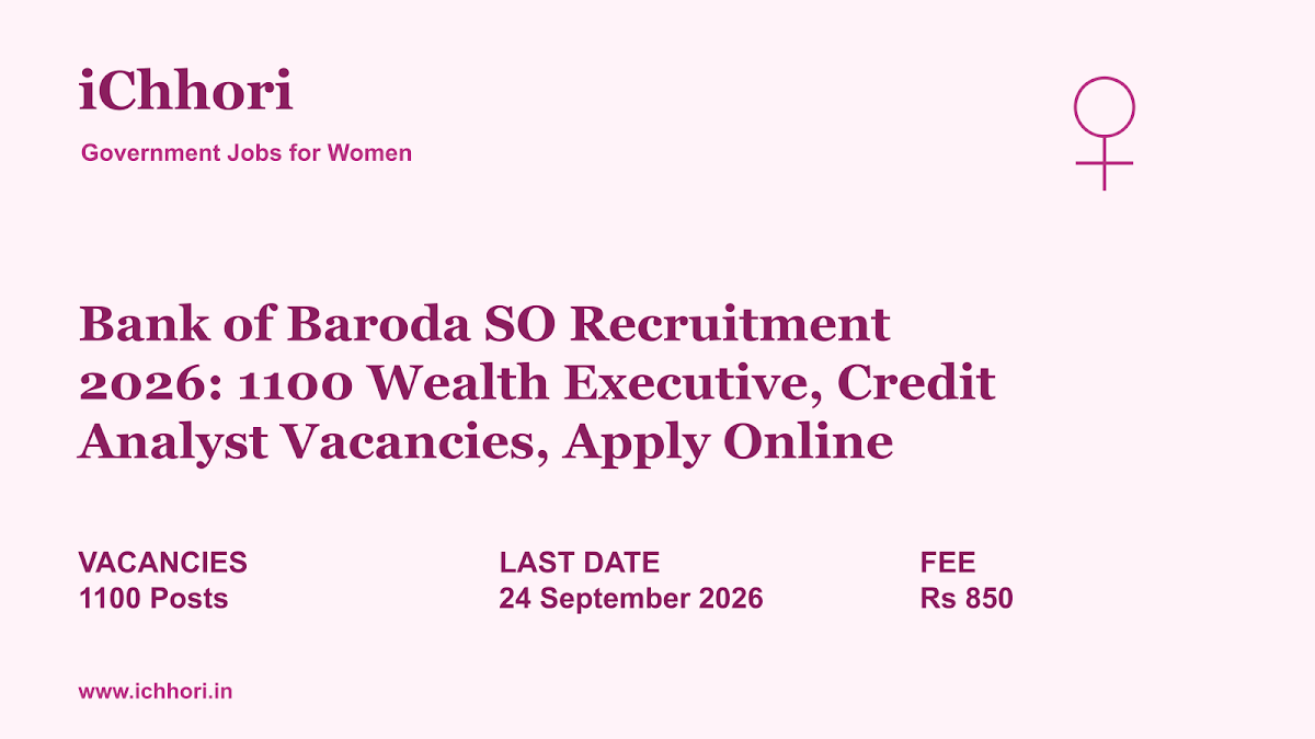 Bank of Baroda SO Recruitment 2026: 1100 Wealth Executive, Credit Analyst Vacancies, Apply Online - iChhori