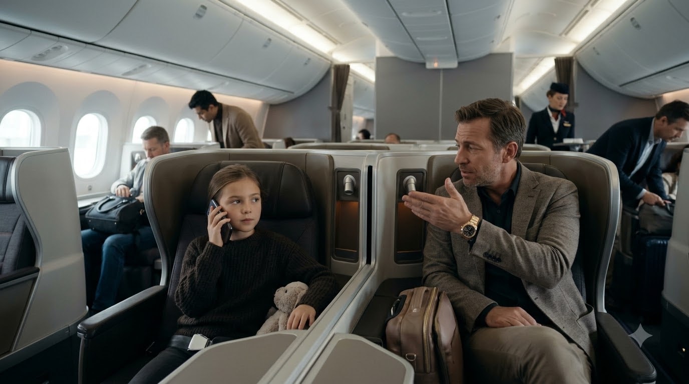 He Mocked A Little Girl For Sitting In First Class. She Made One Call: "Dad, Flight 212 New York To London.