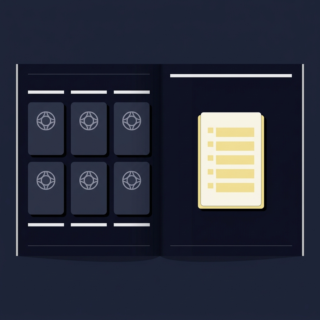 Minimalist 2D vector magazine layout with highlighted owner profile cards and a notepad showing date marker blocks in Funded Plays colors clean editorial composition for dallas mavericks prediction