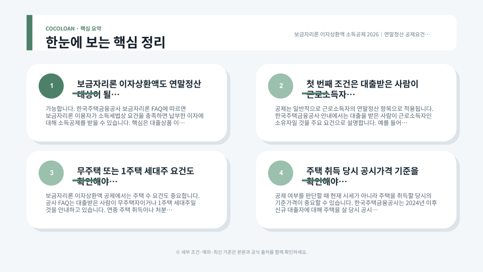 보금자리론 연말정산 소득공제 요건과 확인 순서를 정리한 본문 이미지