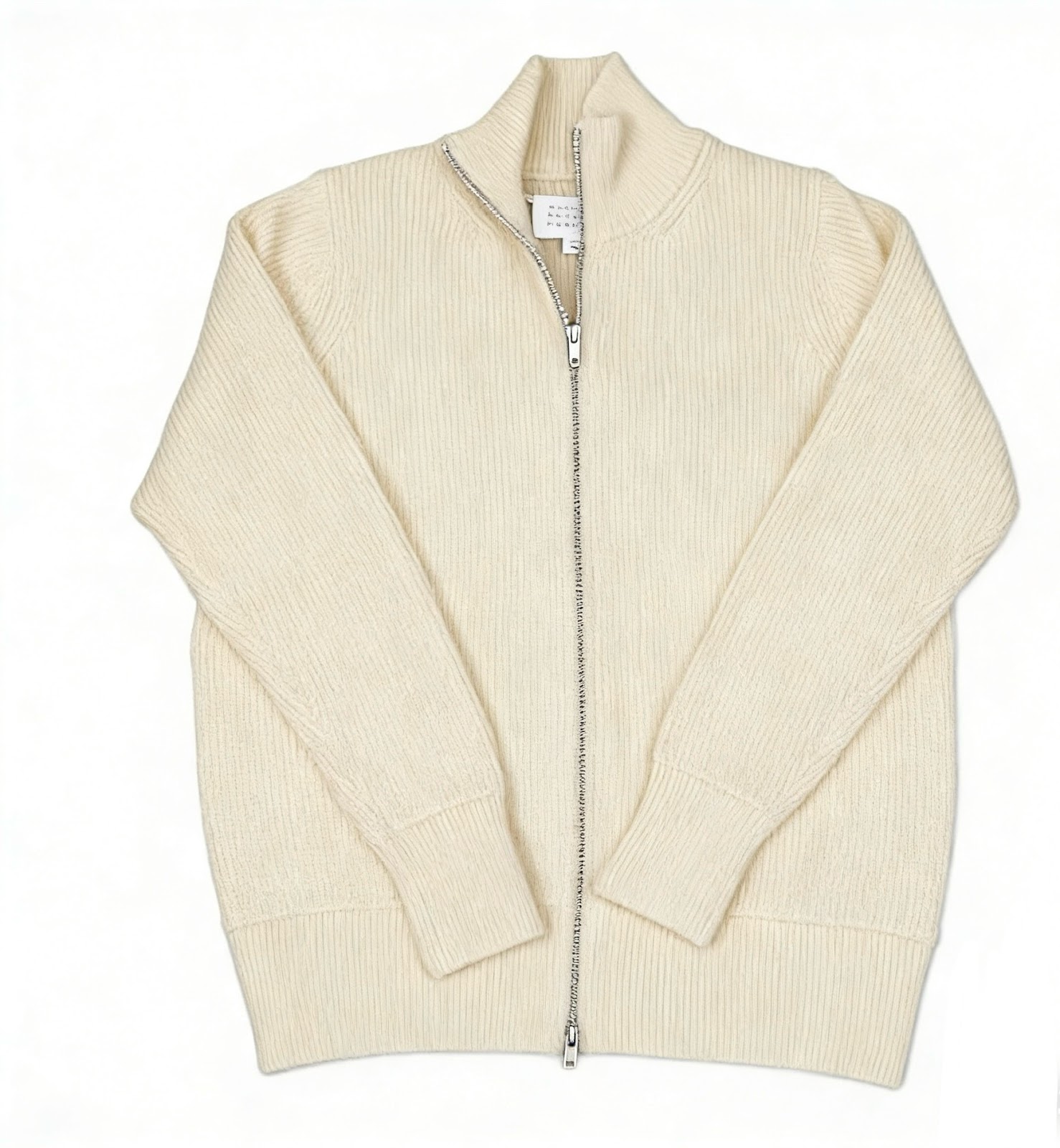 Men's cardigan with stand-up collar and double zipper
