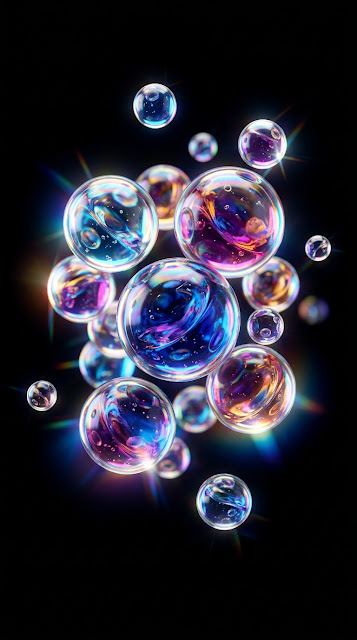 Abstract Iridescent Glass Spheres with Liquid Fluid Motion - Free mobile Wallpaper