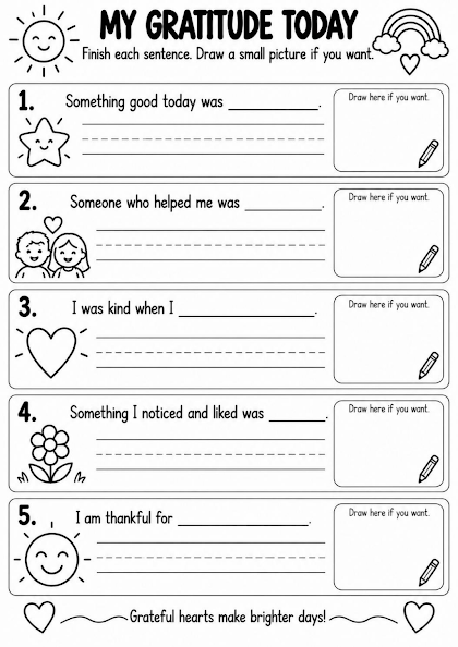 Gratitude Daily Reflection Worksheet