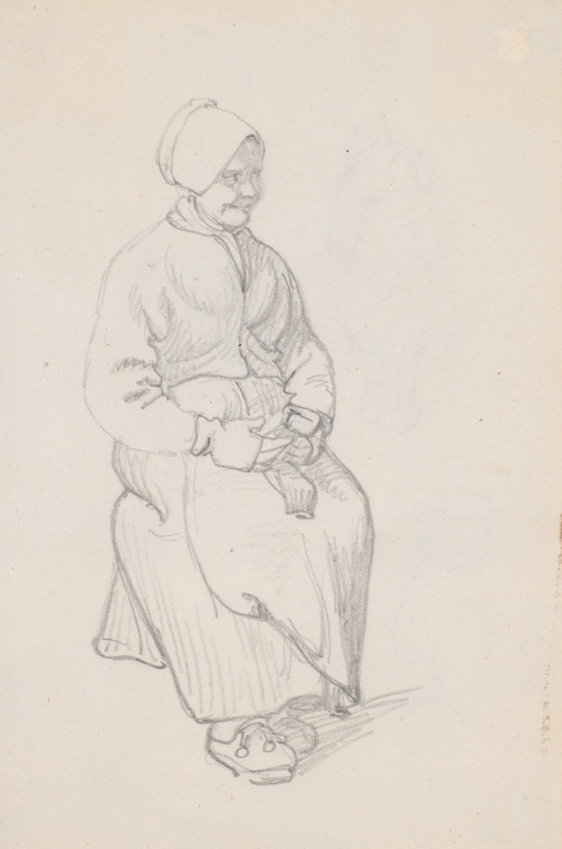 Siddende svensk bondekone 1851