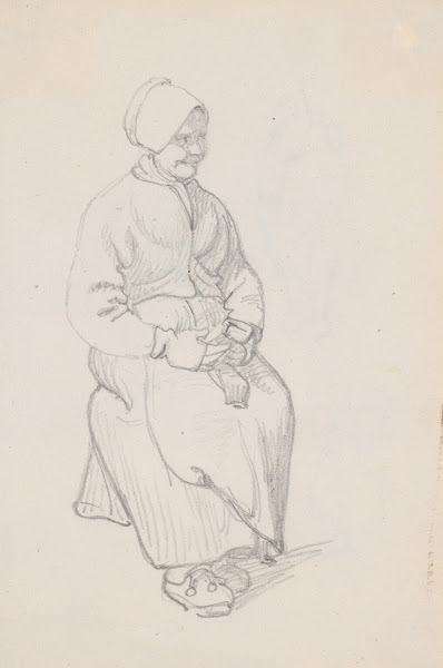 Siddende svensk bondekone 1851