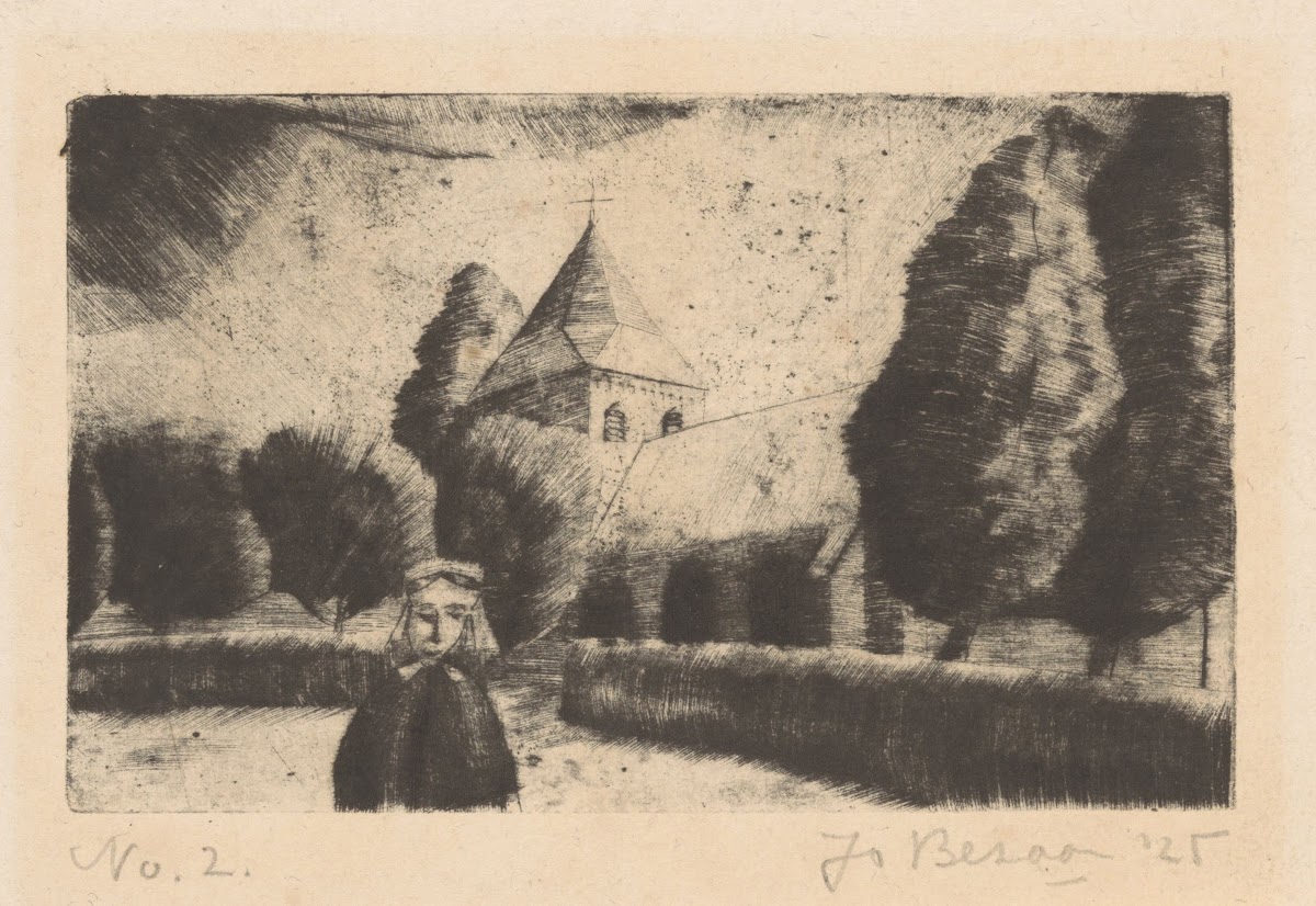 Vrouw bij een kerk 1925
