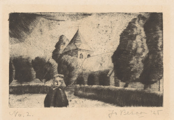 Vrouw bij een kerk 1925