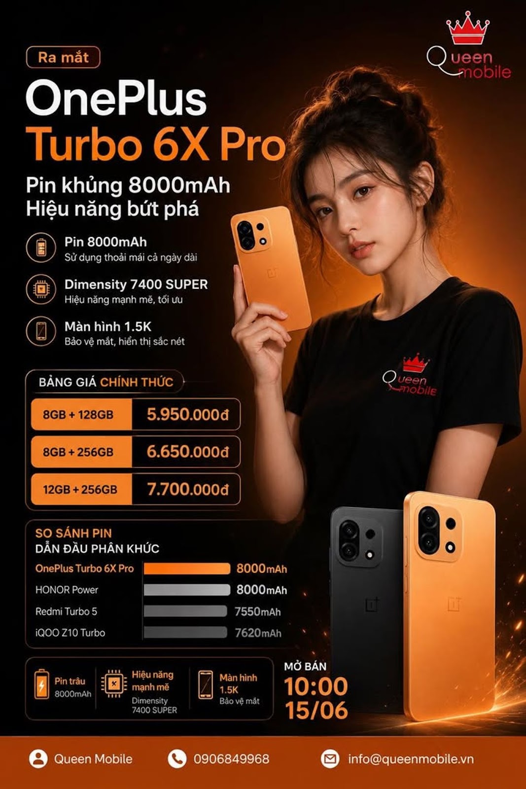 ONEPLUS TURBO 6X PRO ตกตะลึงด้วยแบตเตอรี่ 8,000mAh และราคาเริ่มต้นเพียง 5 ล้าน VND กว่า...