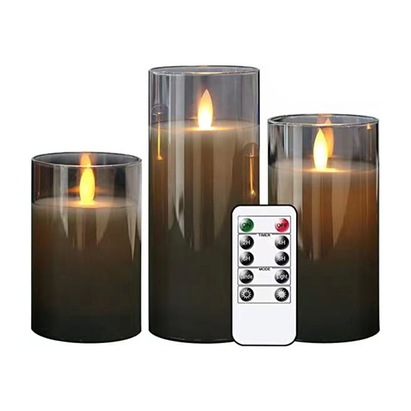 LED Real Wax Candle with Glass Case and Remote Control