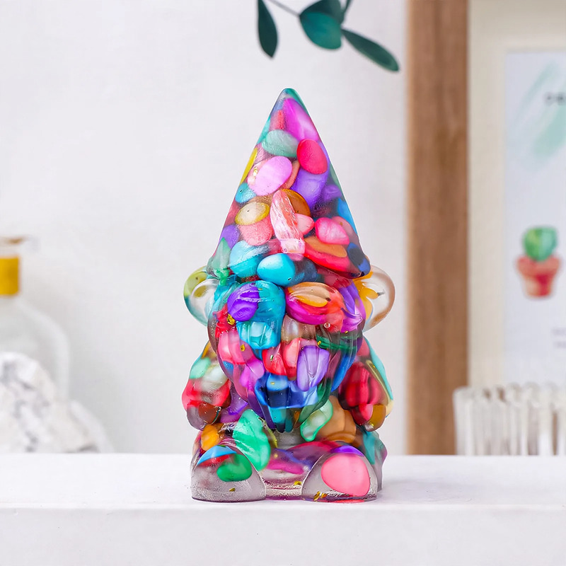 Gnome figure made of resin with gemstones