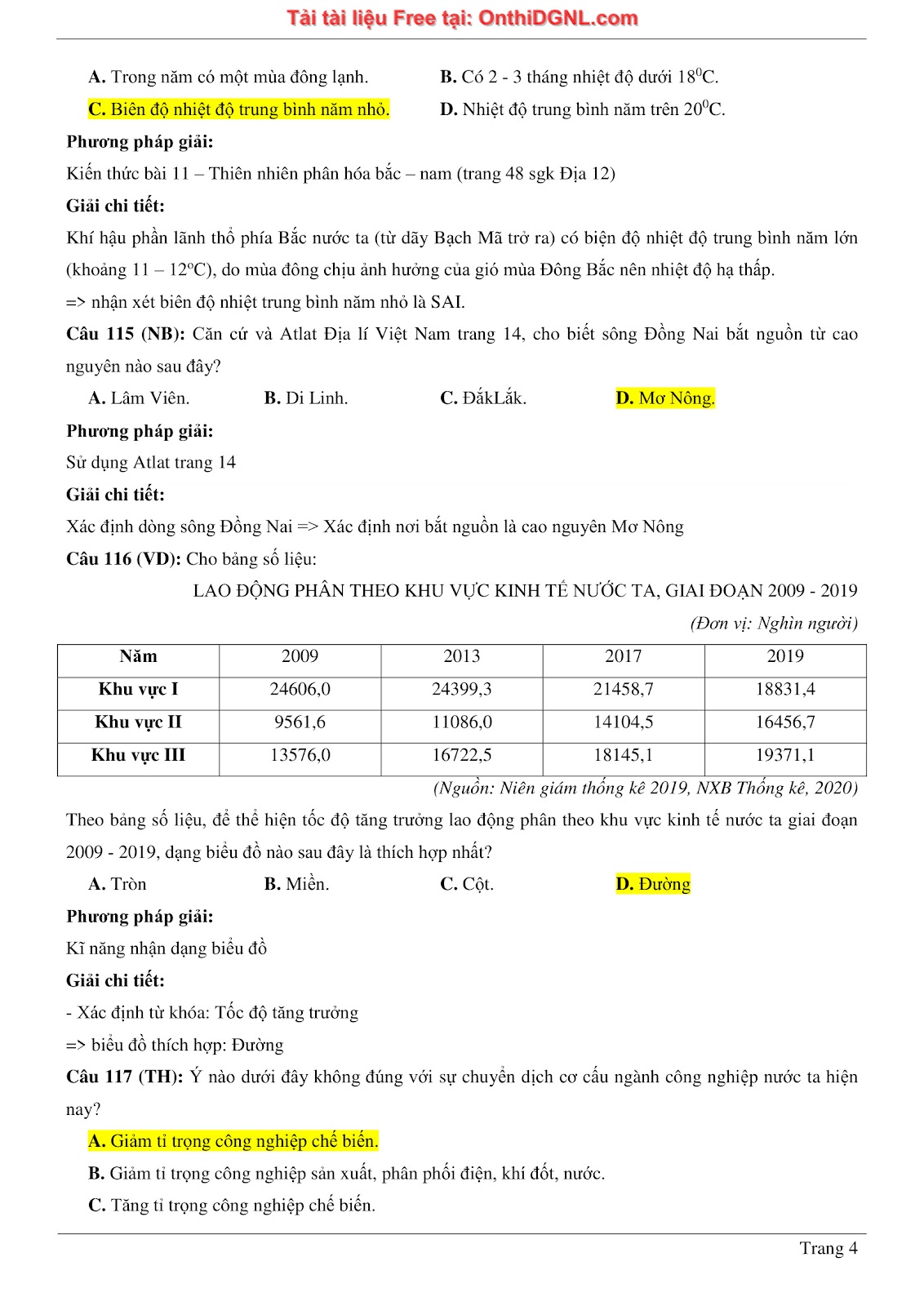 150bài tập môn Địa Lý - Ôn thi ĐGNL ĐHQG TP hà nội Phần 10