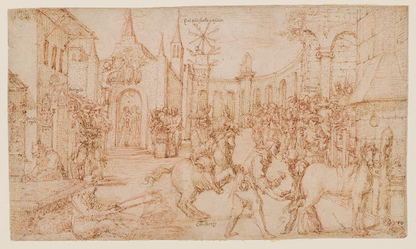 A City Square with Tradesmen 17th century