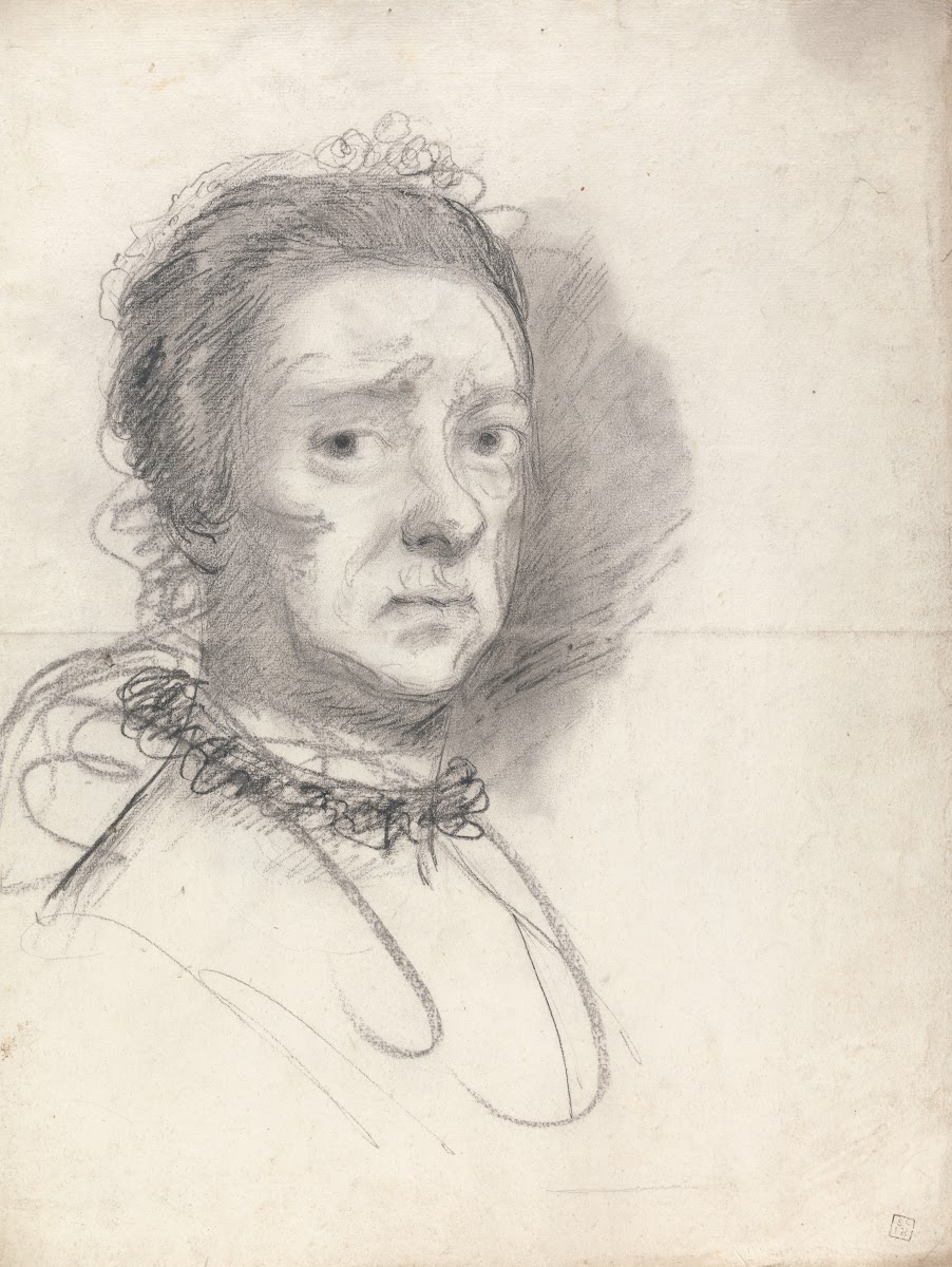 Head of an elderly lady studies from Raphaels Disputation