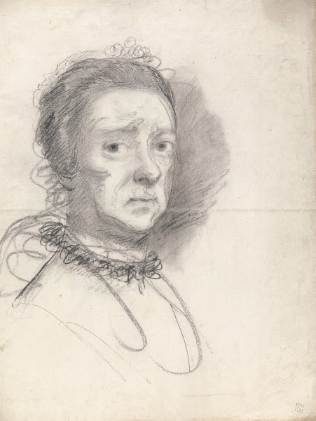 Head of an elderly lady studies from Raphaels Disputation
