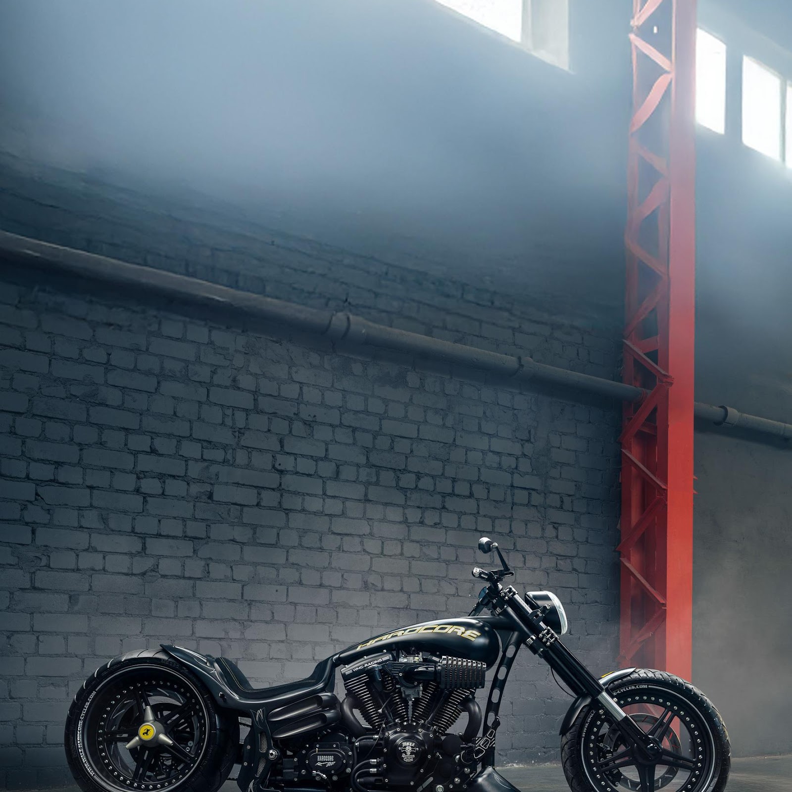 Download Custom Black Chopper Motorcycle 2K iPhone