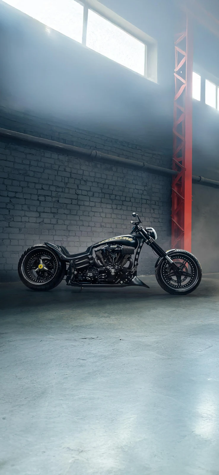 Custom Black Chopper Motorcycle - Automotive Commercial Photography 2K iPhone Wallpaper (1772x3839)